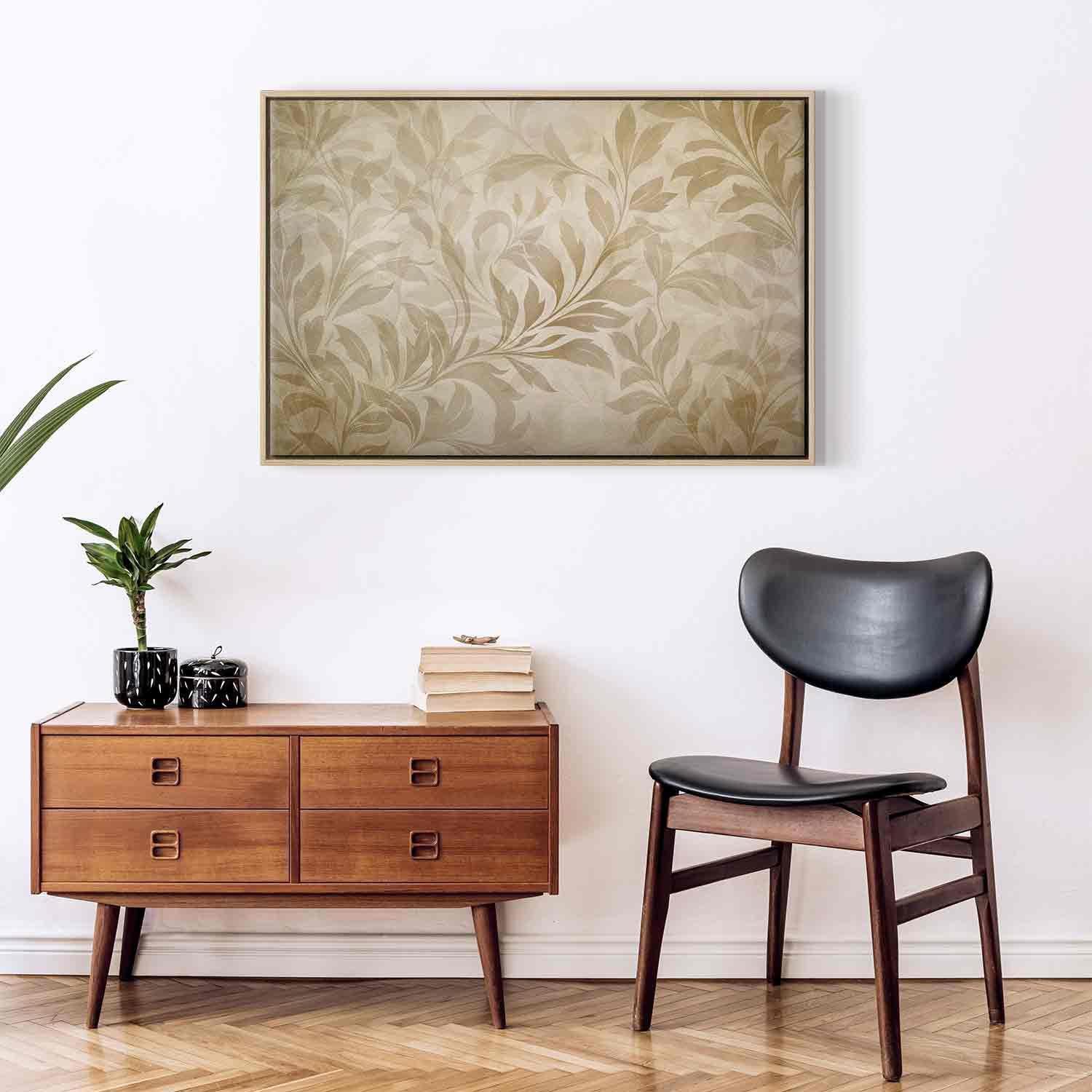 Tableau - Botanical Motif with Leaves and Vines in Sand Colors