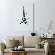 Tableau - Black Graphic Drawing of the Eiffel Tower on a Cream Background