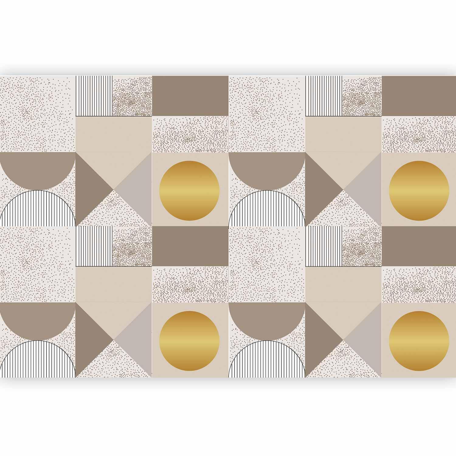 Papier peint - Beige and Gold Geometric Pattern