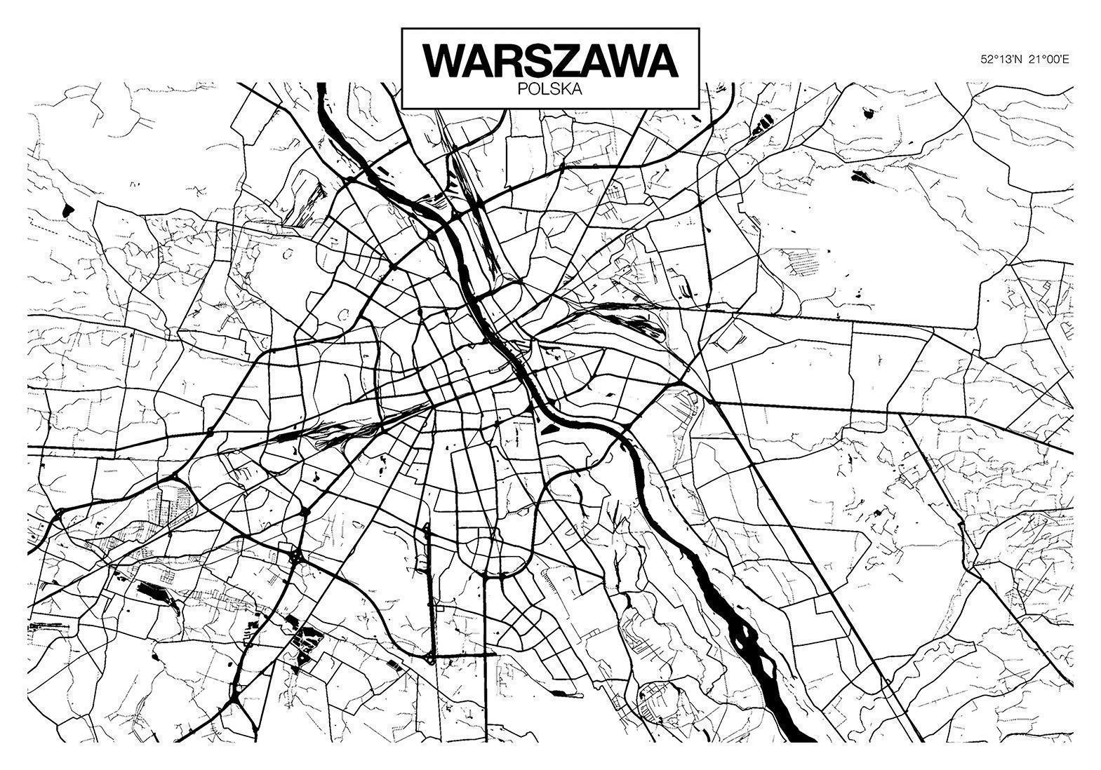 Papier peint - Warsaw Map