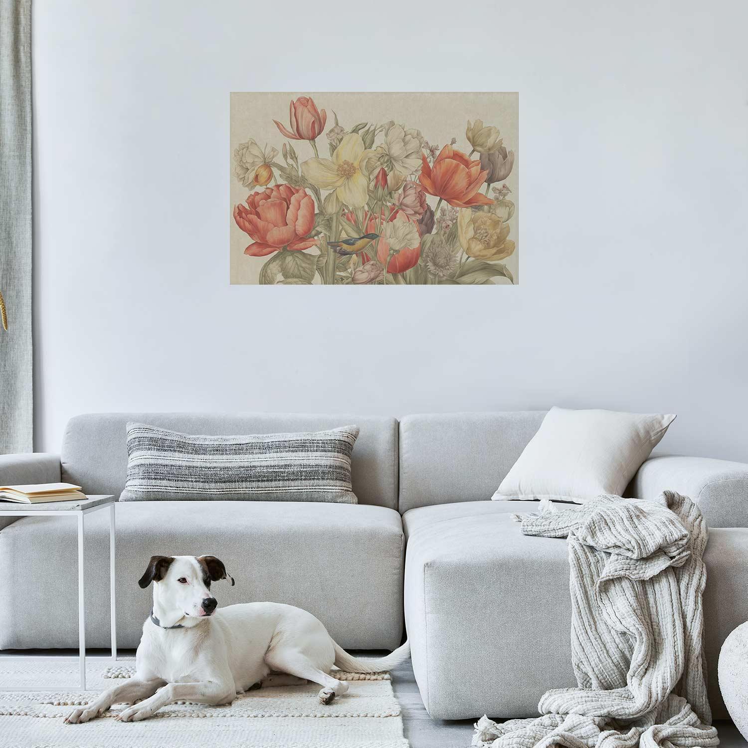 Poster - Flower Bouquet on a Cream Background