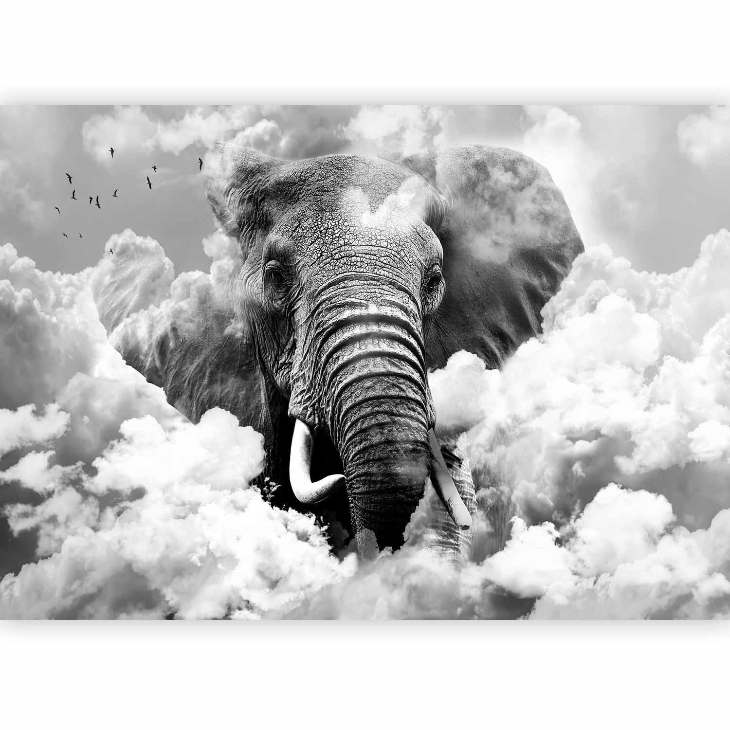 Papier peint - Elephant in the Clouds (Black and White)