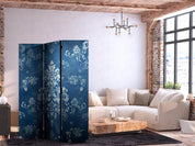 Paravent - Retro Ornament - Decorative Motif in Rubbed Blues
