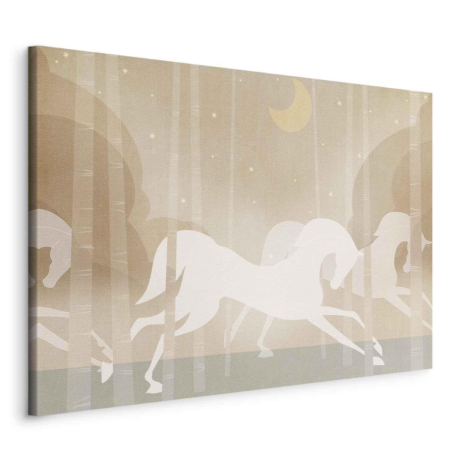 Tableau - Moon Horses - Horses Galloping Among Trees on a Starry Night