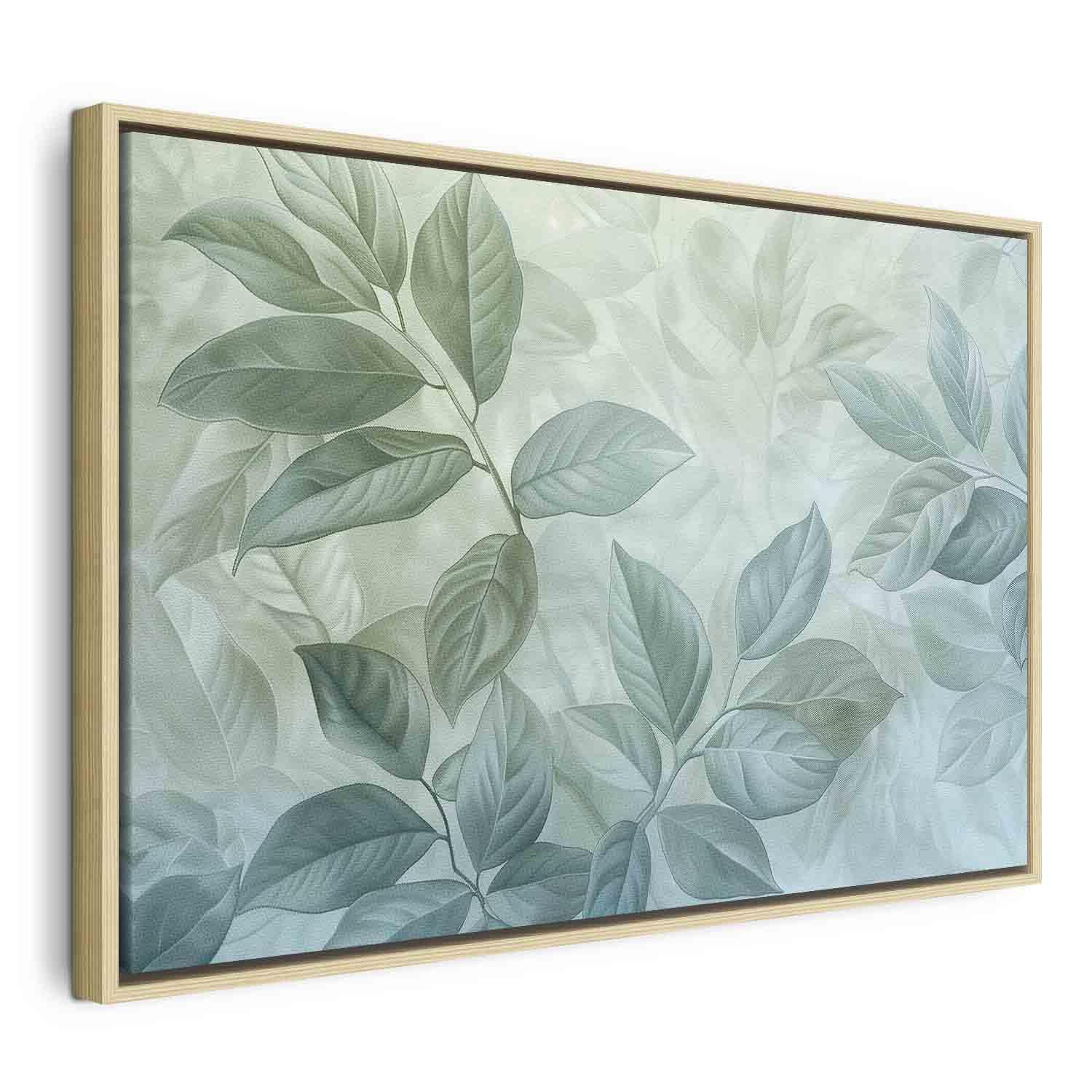 Tableau - Large Leaves in Shades of Green-Mint: Botanical Motif