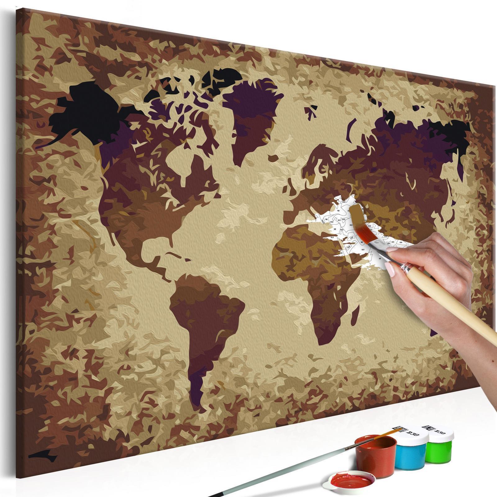 Peinture par numéros - World Map (Brown Colours)