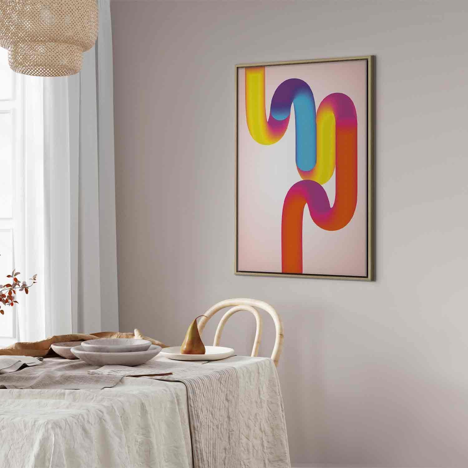 Tableau - Colorful Turns - Dynamic Composition in Shades of Yellow Pink and Blue