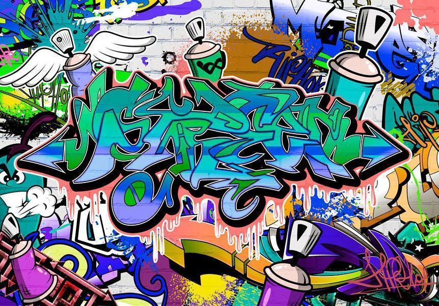 Papier peint - Graffiti: blue theme