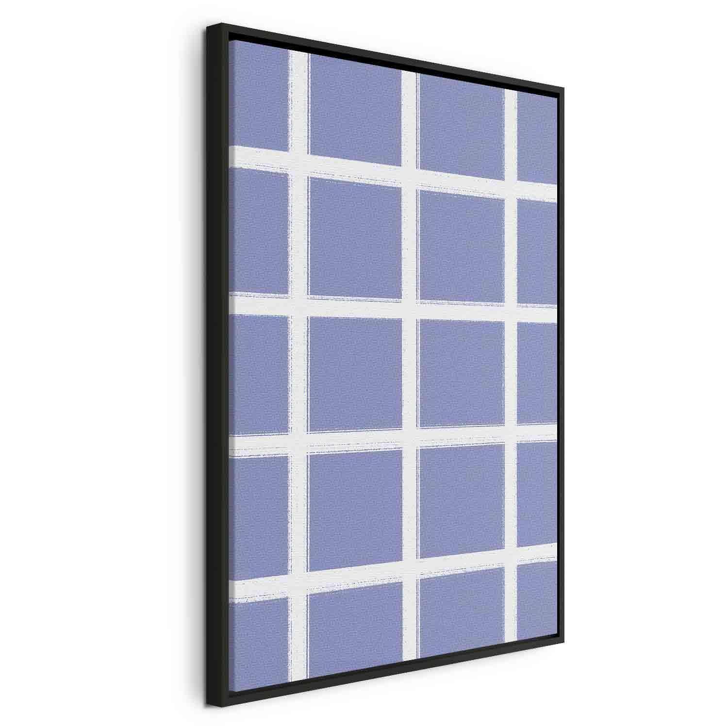 Tableau - Lines and Symmetry - Expressive White Grid on a Blue Background