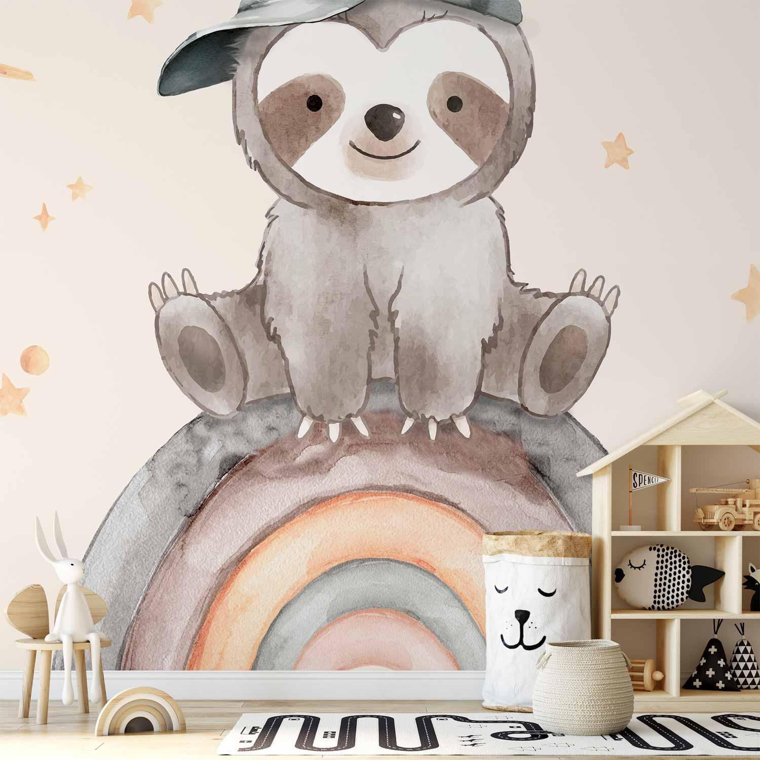 Papier peint - Little Sloth Among Stars and Rainbows