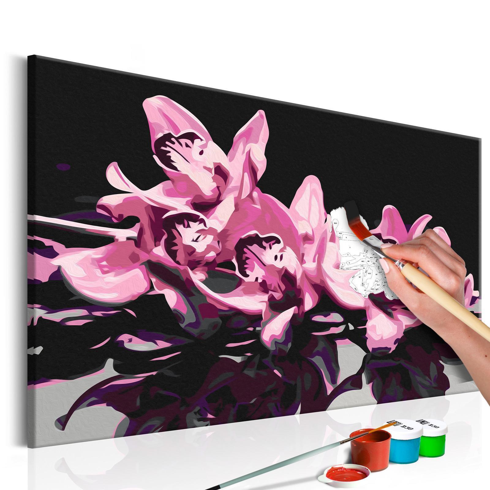 Peinture par numéros - Pink Orchid (Black Background)