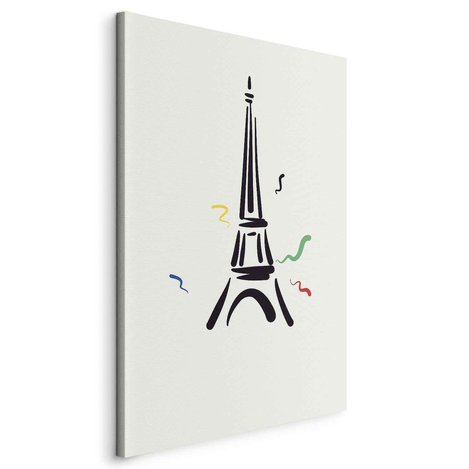 Tableau - Black Graphic Drawing of the Eiffel Tower on a Cream Background