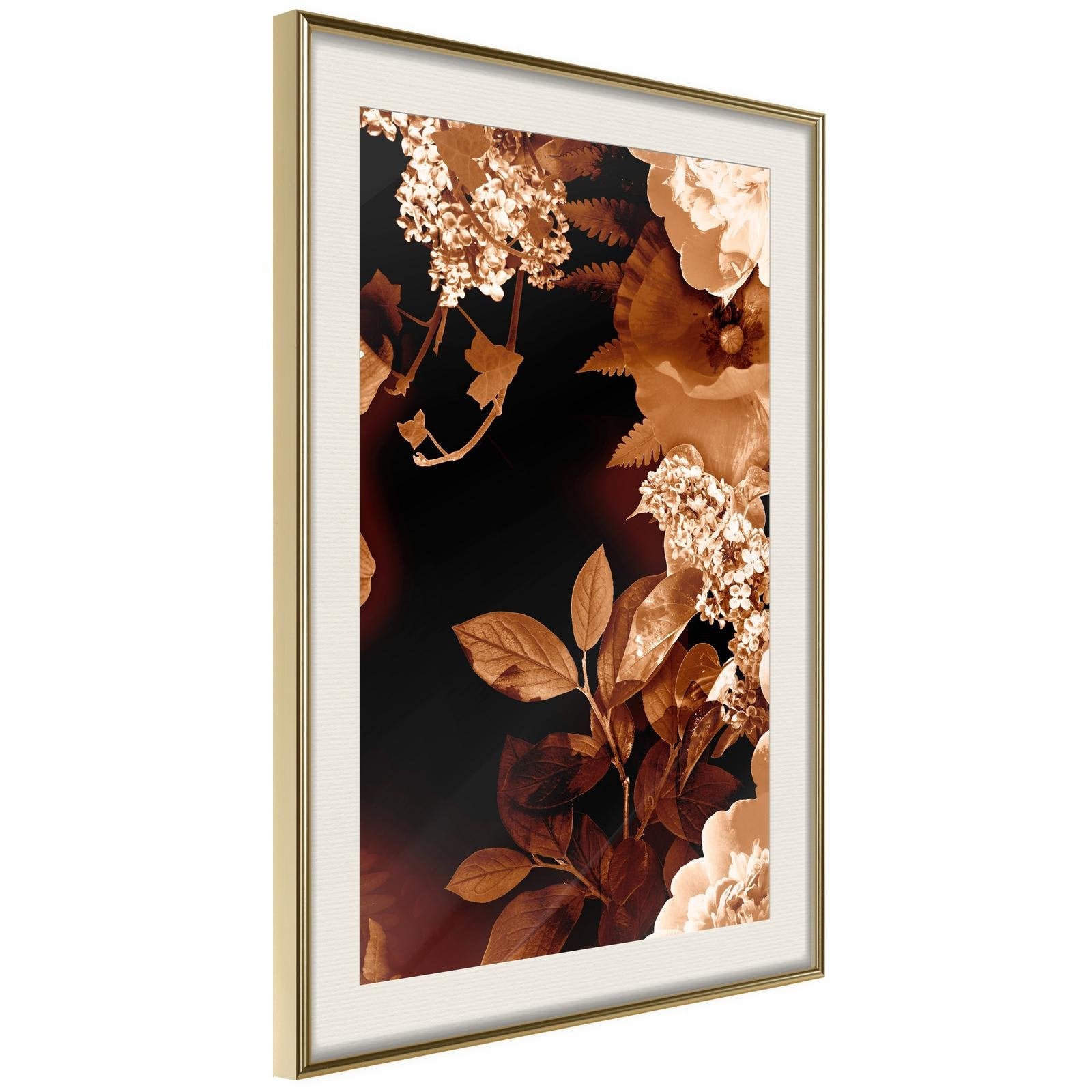 Décoration florale en sépia - Poster