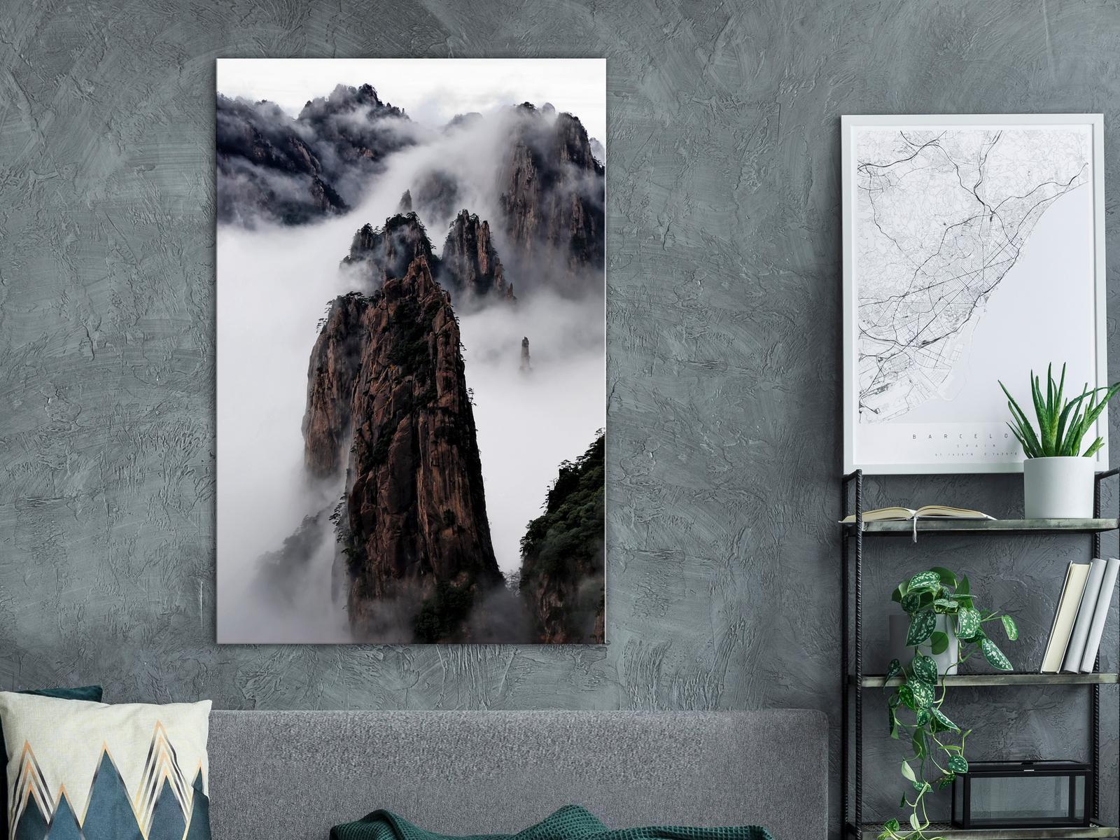 Tableau - High Mountains in Mist (1-part) - Landscape of Clouds Amid Rocks