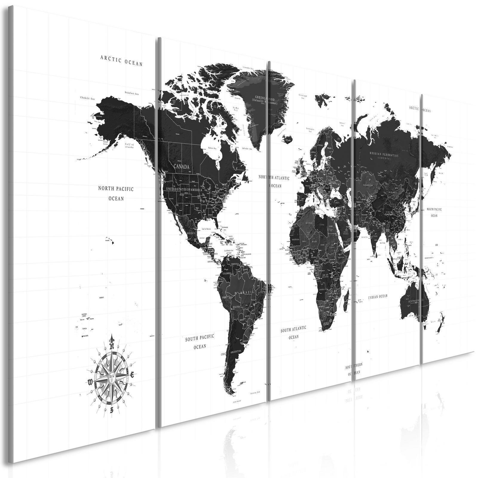 Tableau - Black and White Map (5 Parts) Narrow