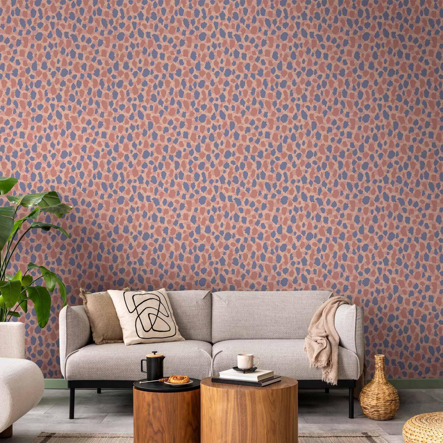 Tapisserie murale - Giraffe Pattern - colorful animal pattern in blue-pink spots
