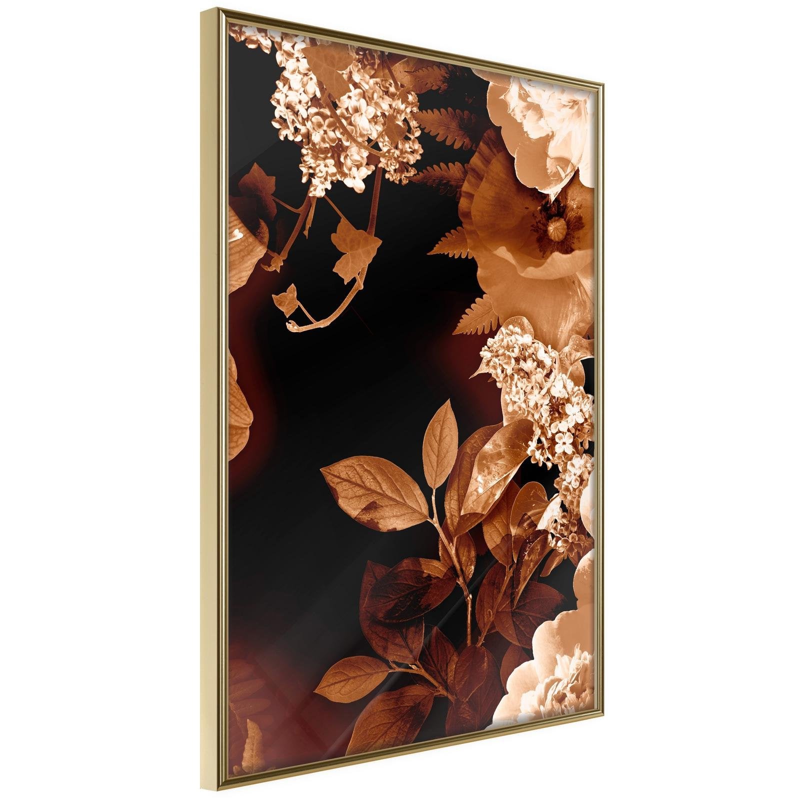 Décoration florale en sépia - Poster