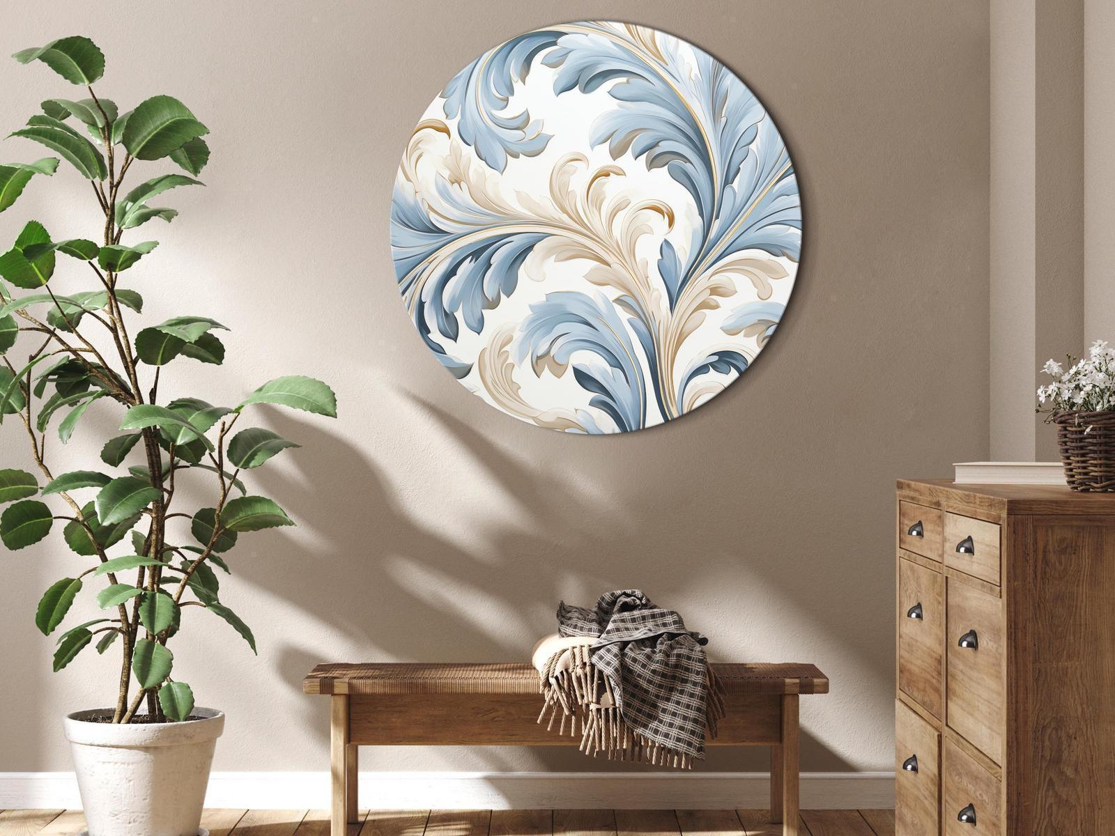 Tableau rond - Baroque Ornaments in Light Cream-Blue Hues