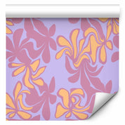 Tapisserie murale - Exotic - Two-Tone Flowers - Flowers in purple and orange on a blue background