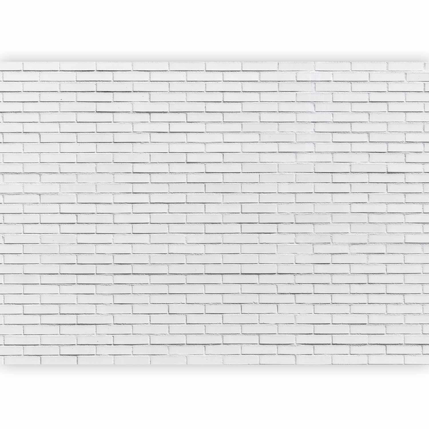 Papier peint - Snow Brick - Pattern Imitating a Brick Wall in White