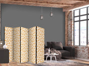 Paravent - Drawn Pattern in Spots and Dots - in Shades of Orange and Ecru
