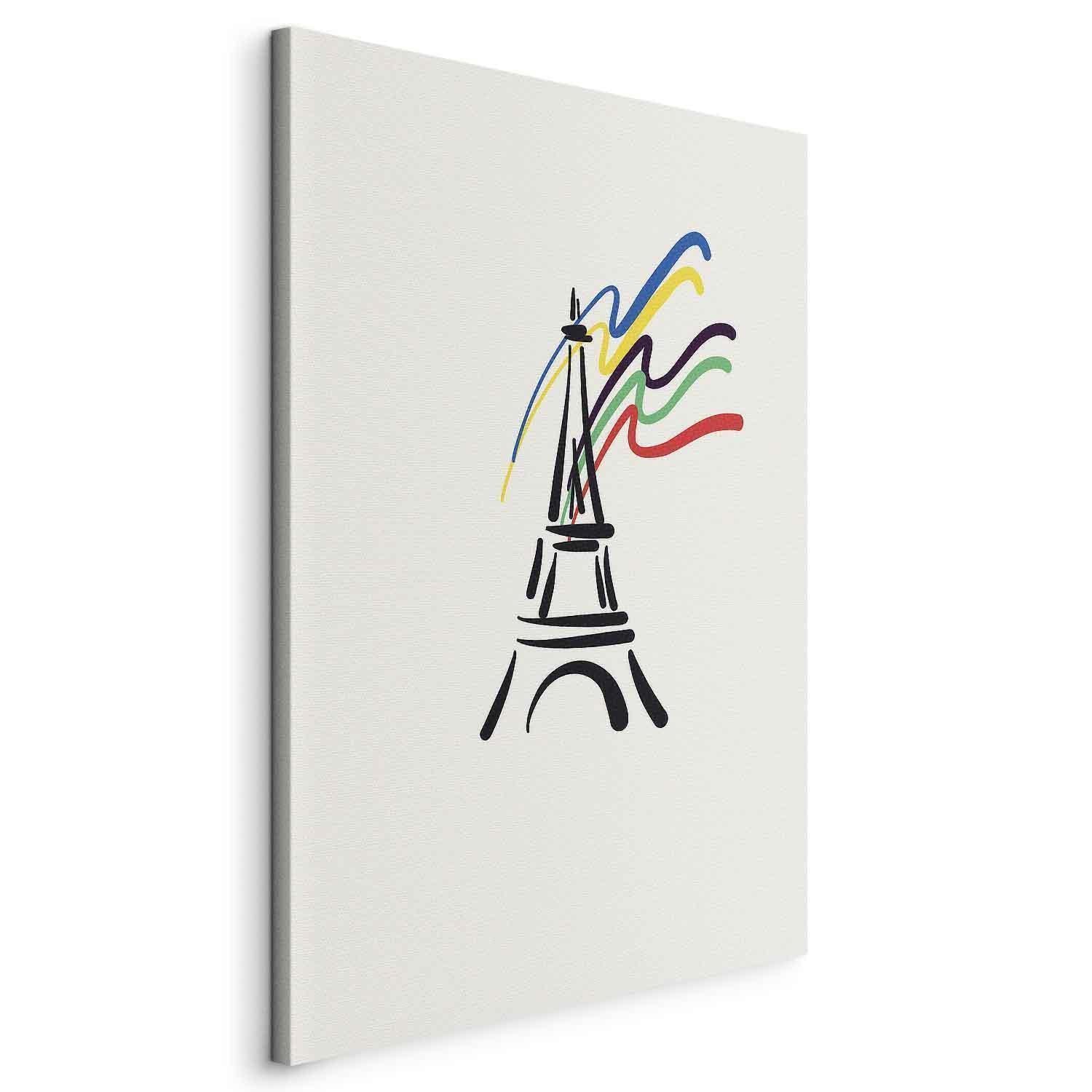 Tableau - Eiffel Tower and Colorful Ribbons