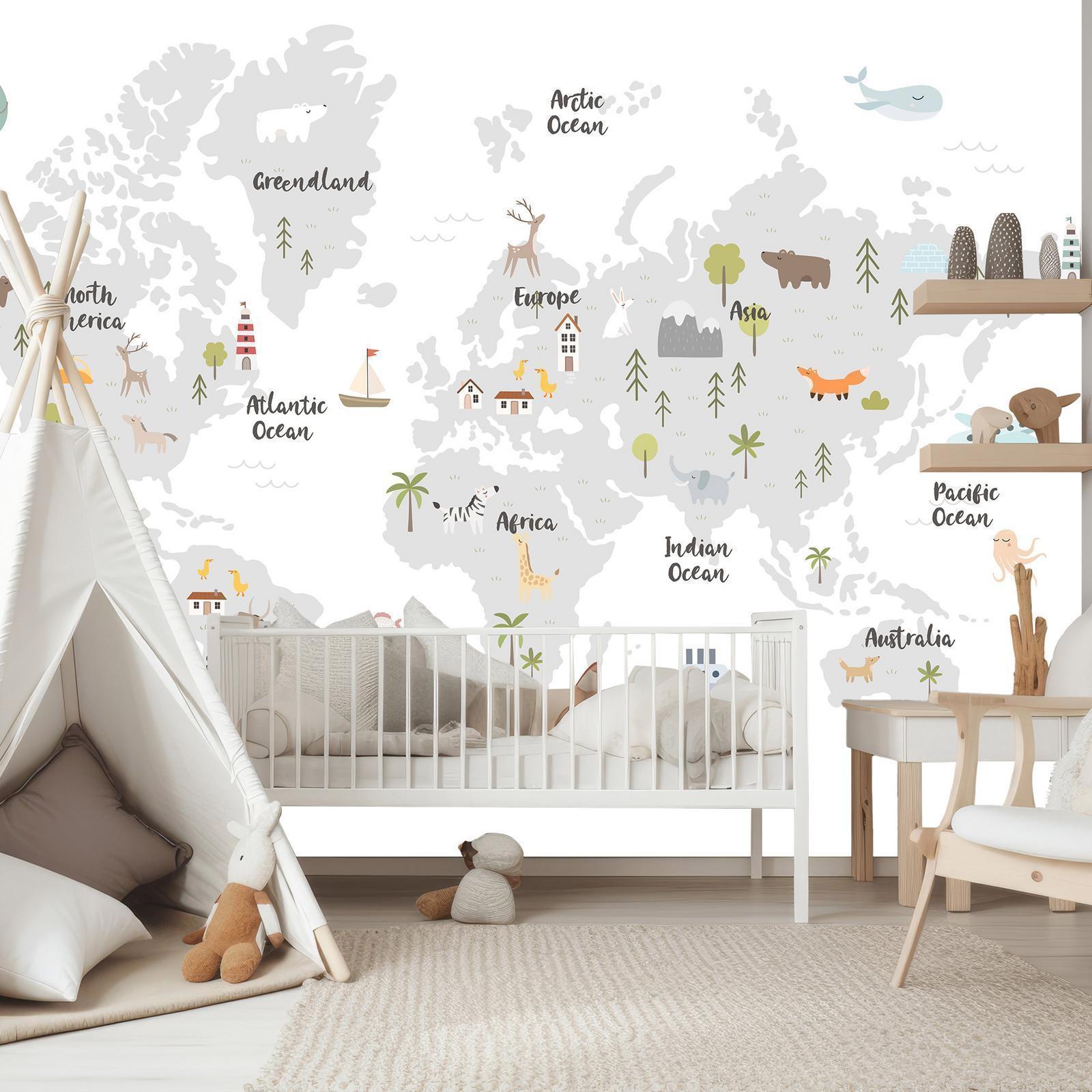 Papier peint - Minimalist Map for Children's Room