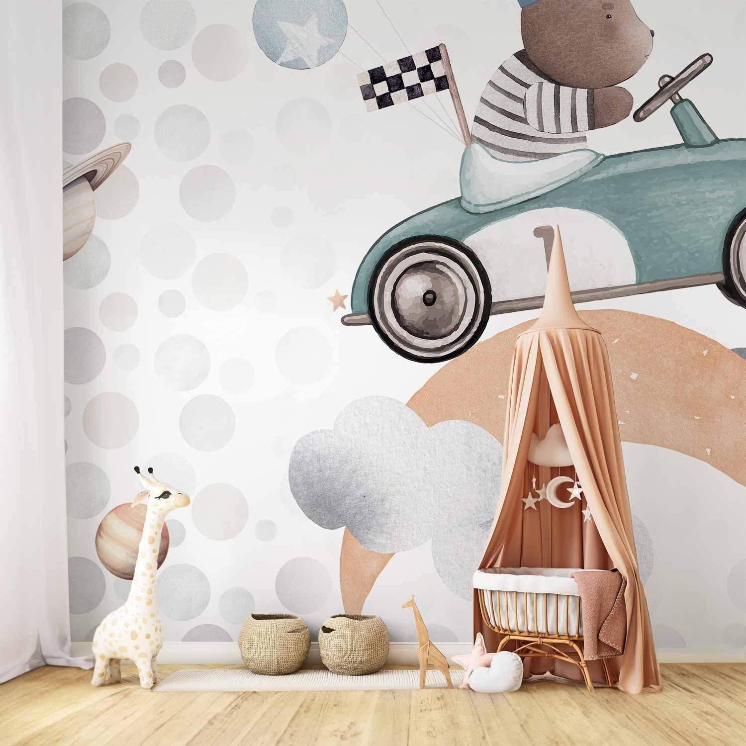 Papier peint - Teddy Bear in a Racing Car