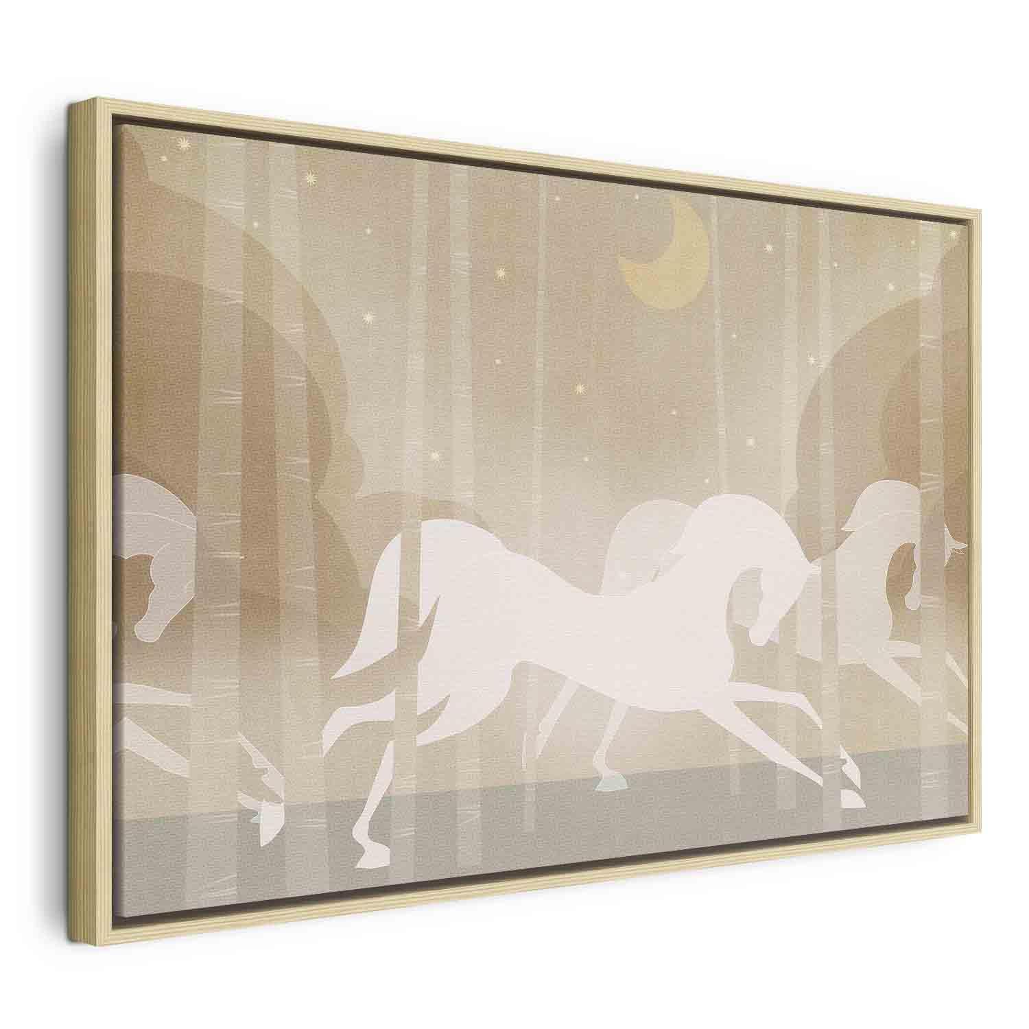 Tableau - Moon Horses - Horses Galloping Among Trees on a Starry Night