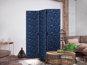 Paravent - Cosmic Fantasy - Pattern with Suns Moons and Dragonflies on a Dark Background