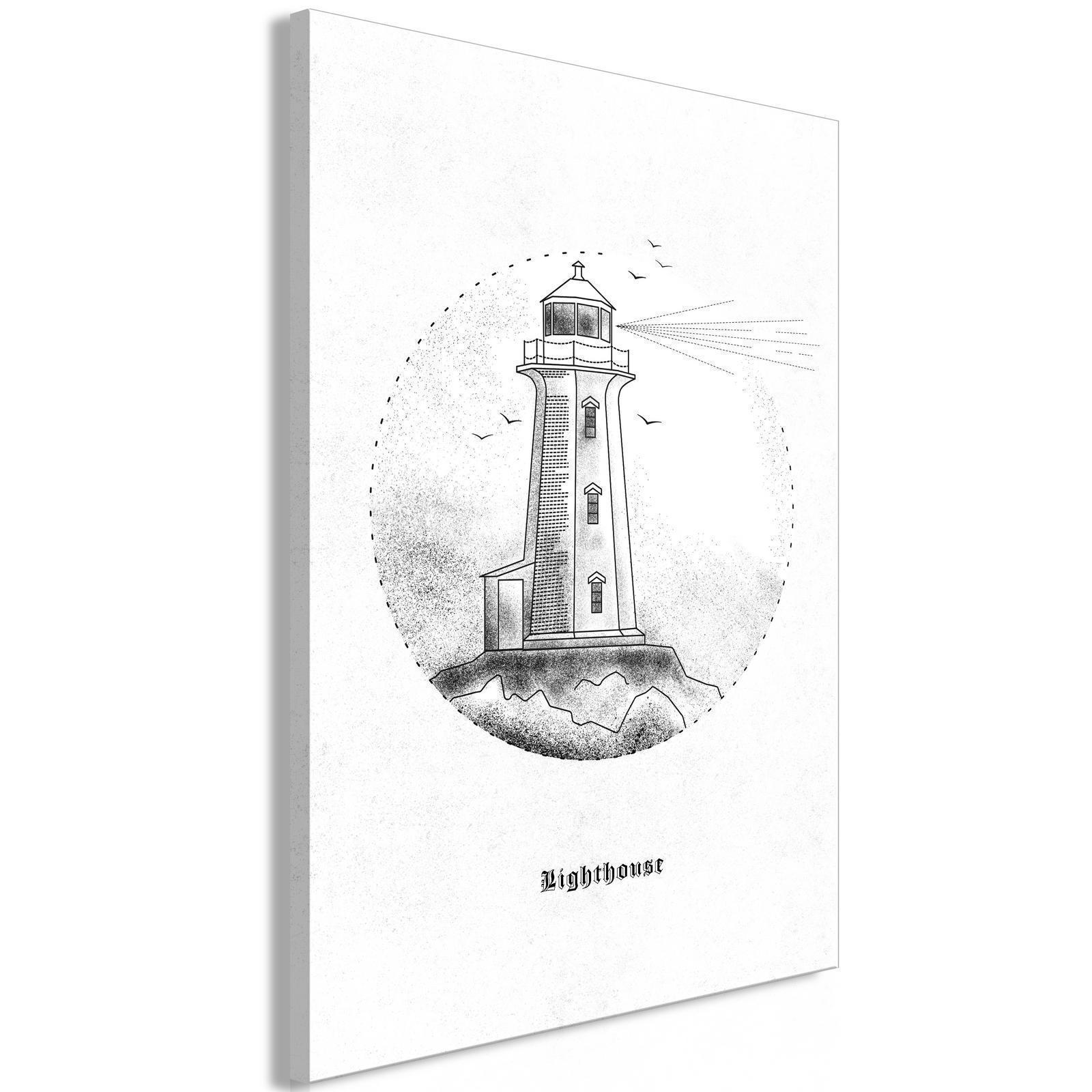 Tableau - Black and White Lighthouse (1 Part) Vertical