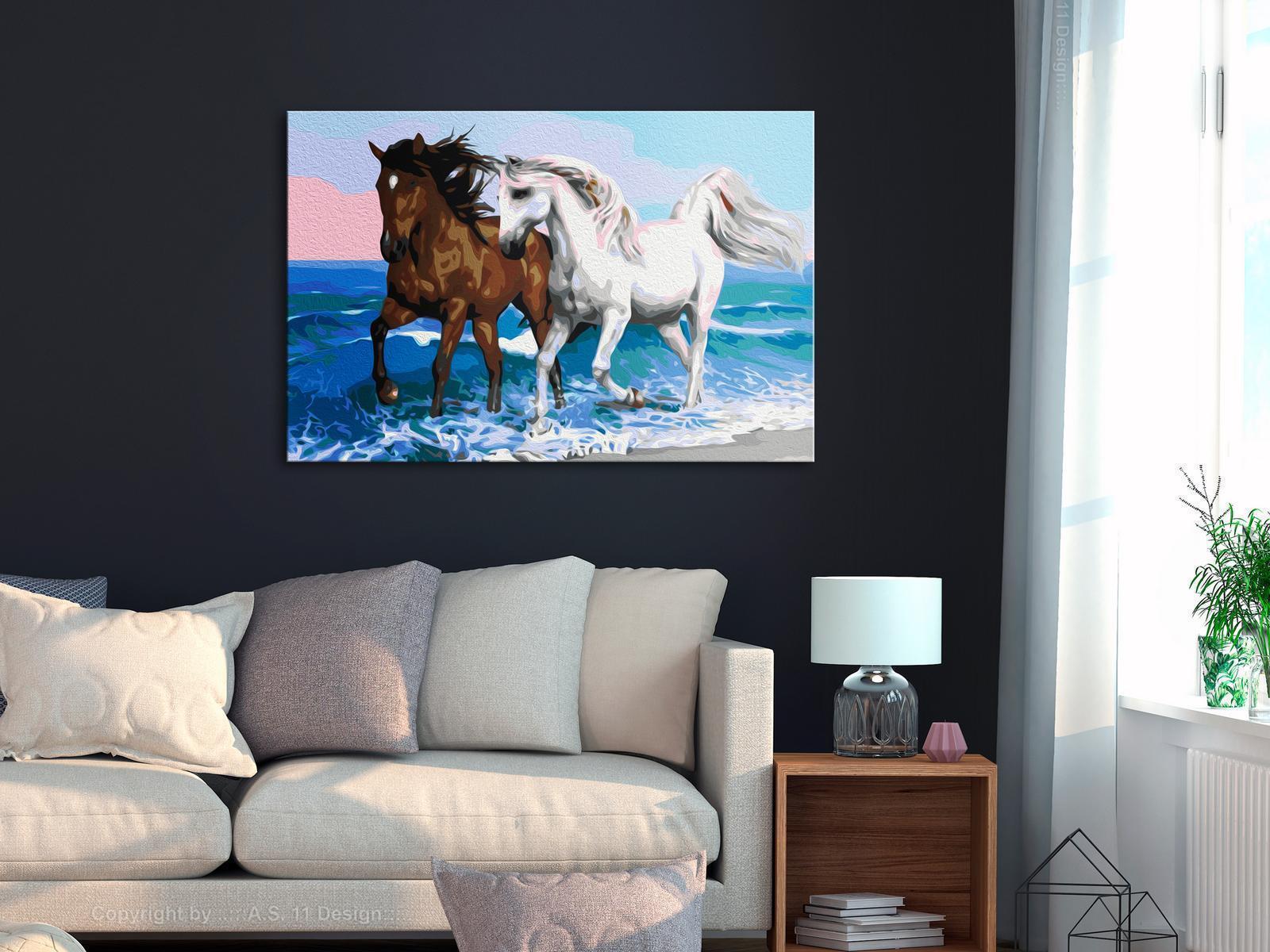 Peinture par numéros - Horses at the Seaside