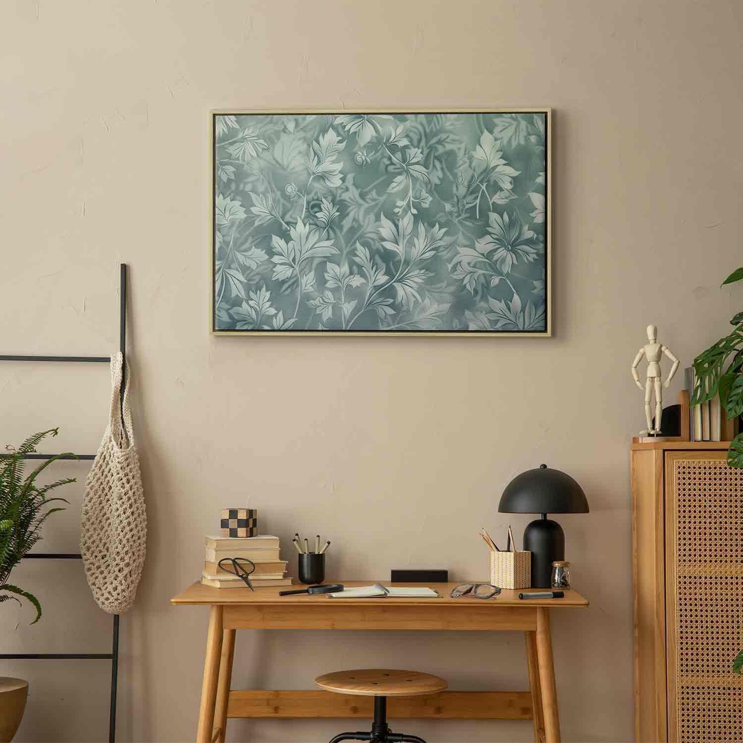 Tableau - Ornaments in Worn Muted Turquoises: Delicate Plant Pattern