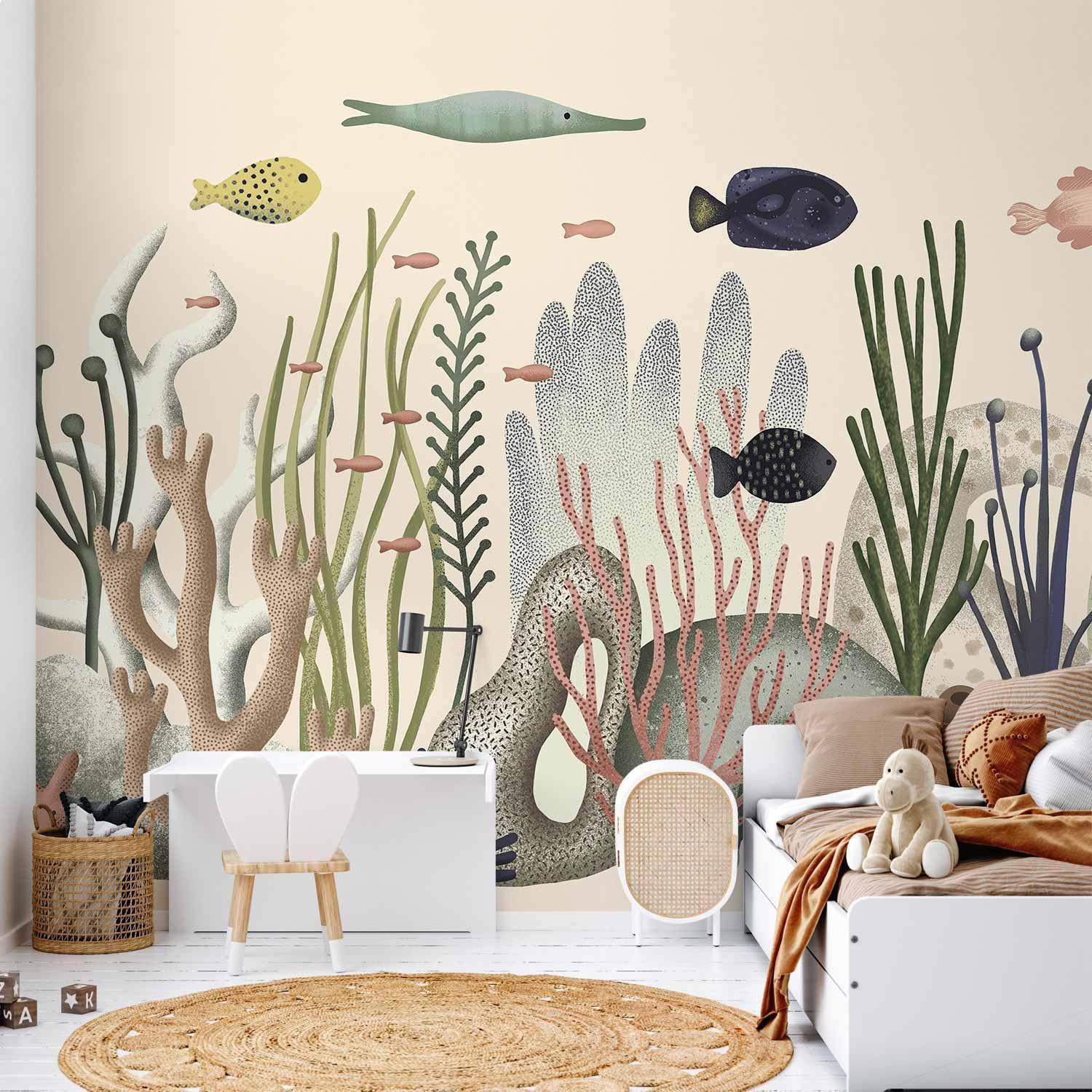 Papier peint - Underwater World - Fish and Corals in Pastel Colours