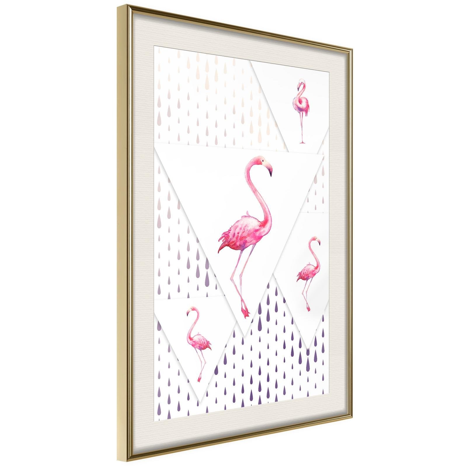 Affiche Flamingos et Triangles