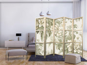 Paravent japonais - Retro Vintage Flowers in Delicate Cream and Green Colors