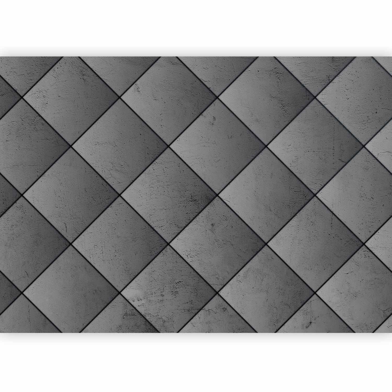 Papier peint - Grey symmetry - geometric pattern in concrete pattern with black joints