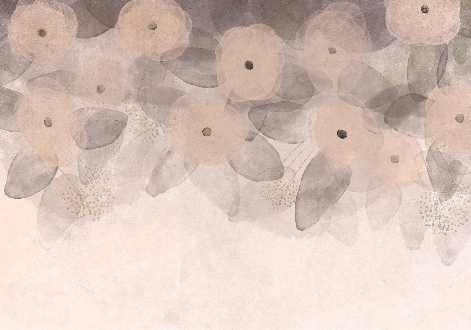 Papier peint - Minimalist meadow - patterns on a delicate beige textured background