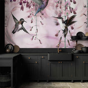 Papier peint - Flying Hummingbirds (Pink)