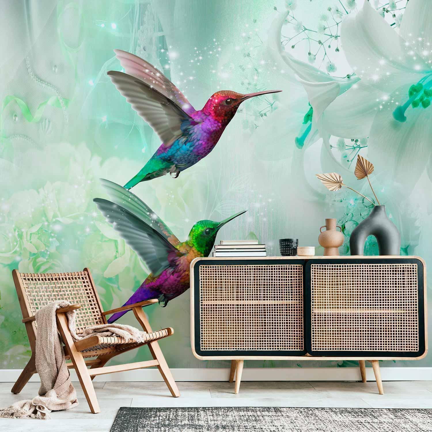 Papier peint - Colourful Hummingbirds (Green)