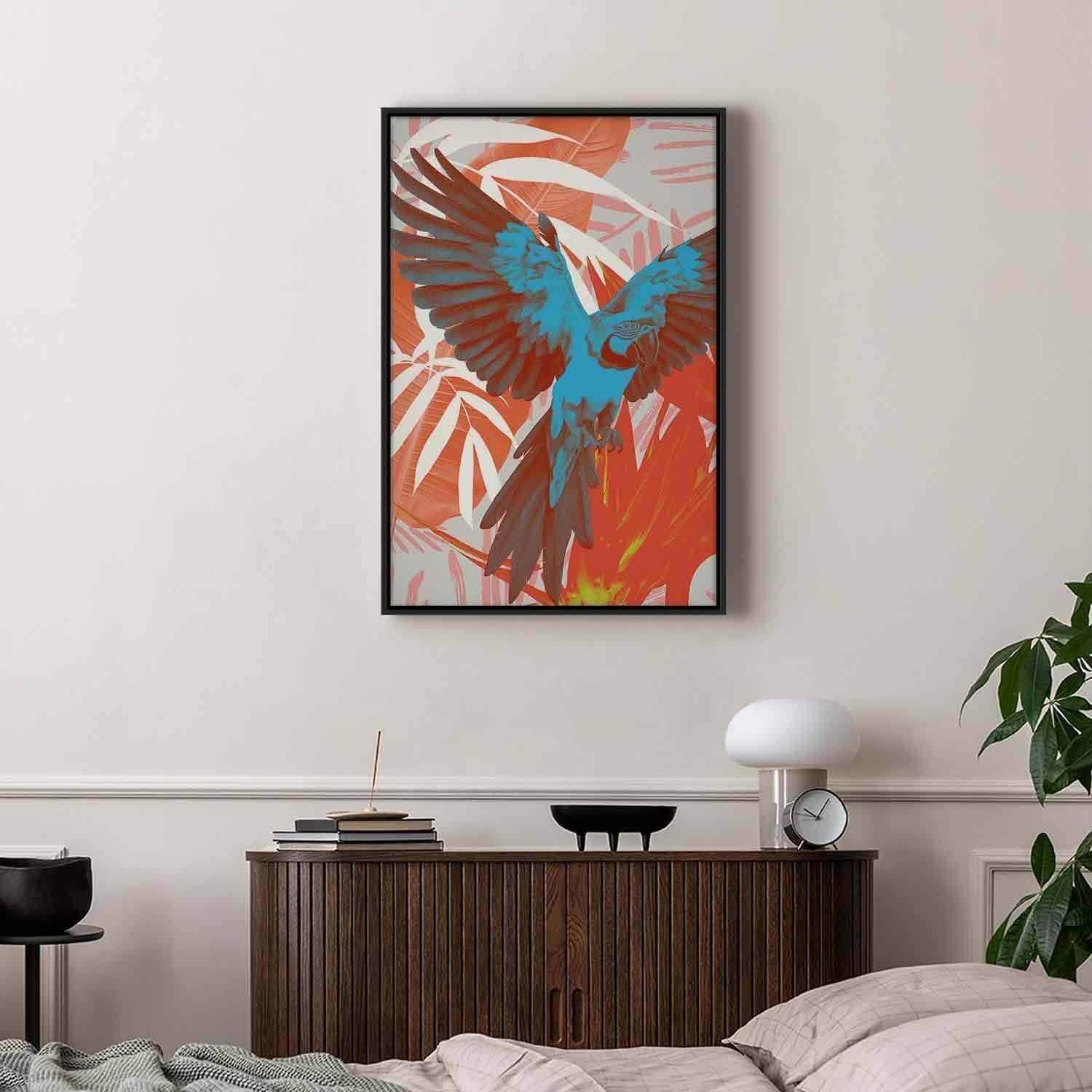 Tableau - Exotic Wings - Parrot Among Abstract Leaf Patterns