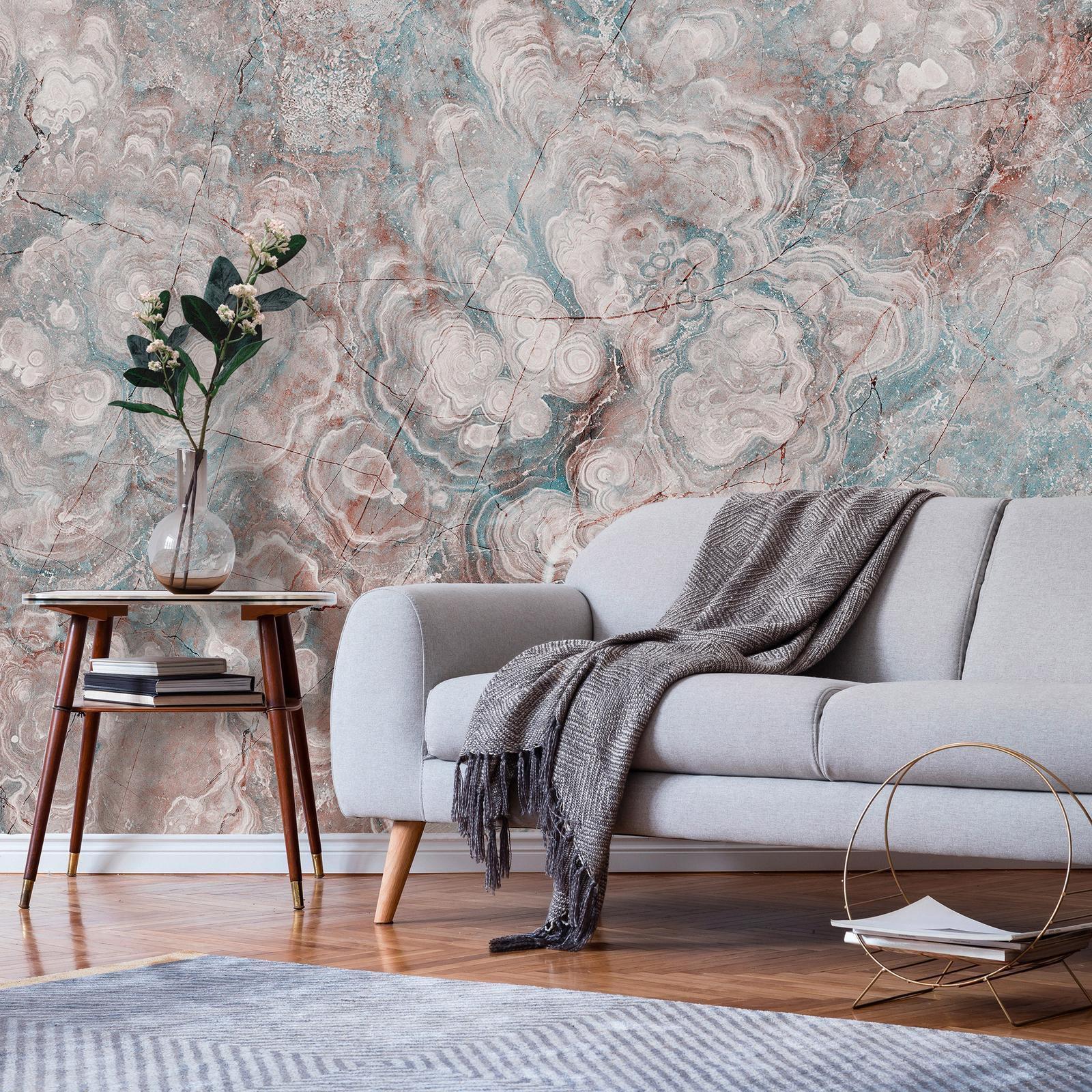 Papier peint - Marble Flowers - Natural Stone Structures in Pastel Colours