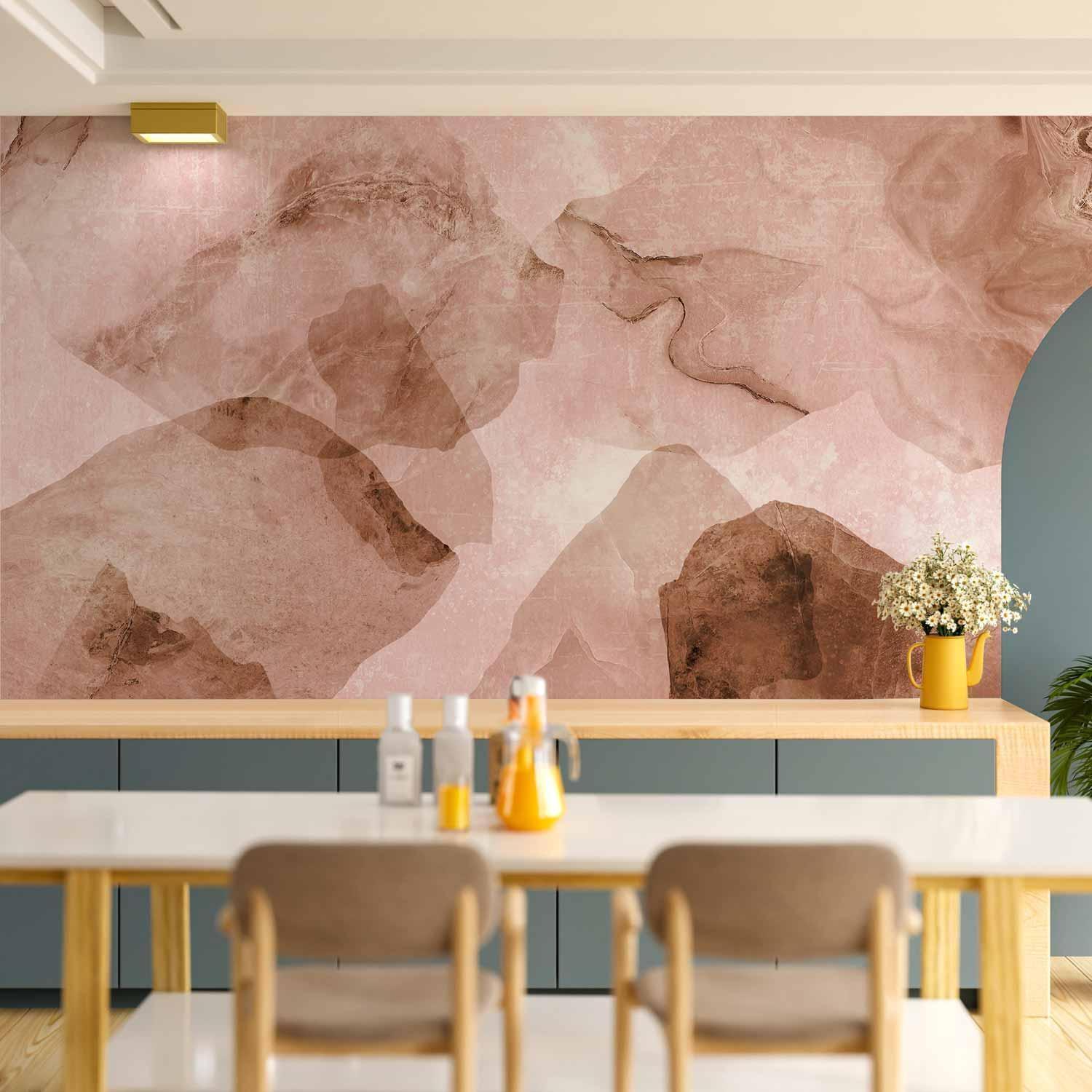 Papier peint - Pink terrazzo - minimalist background in marble watercolour pattern