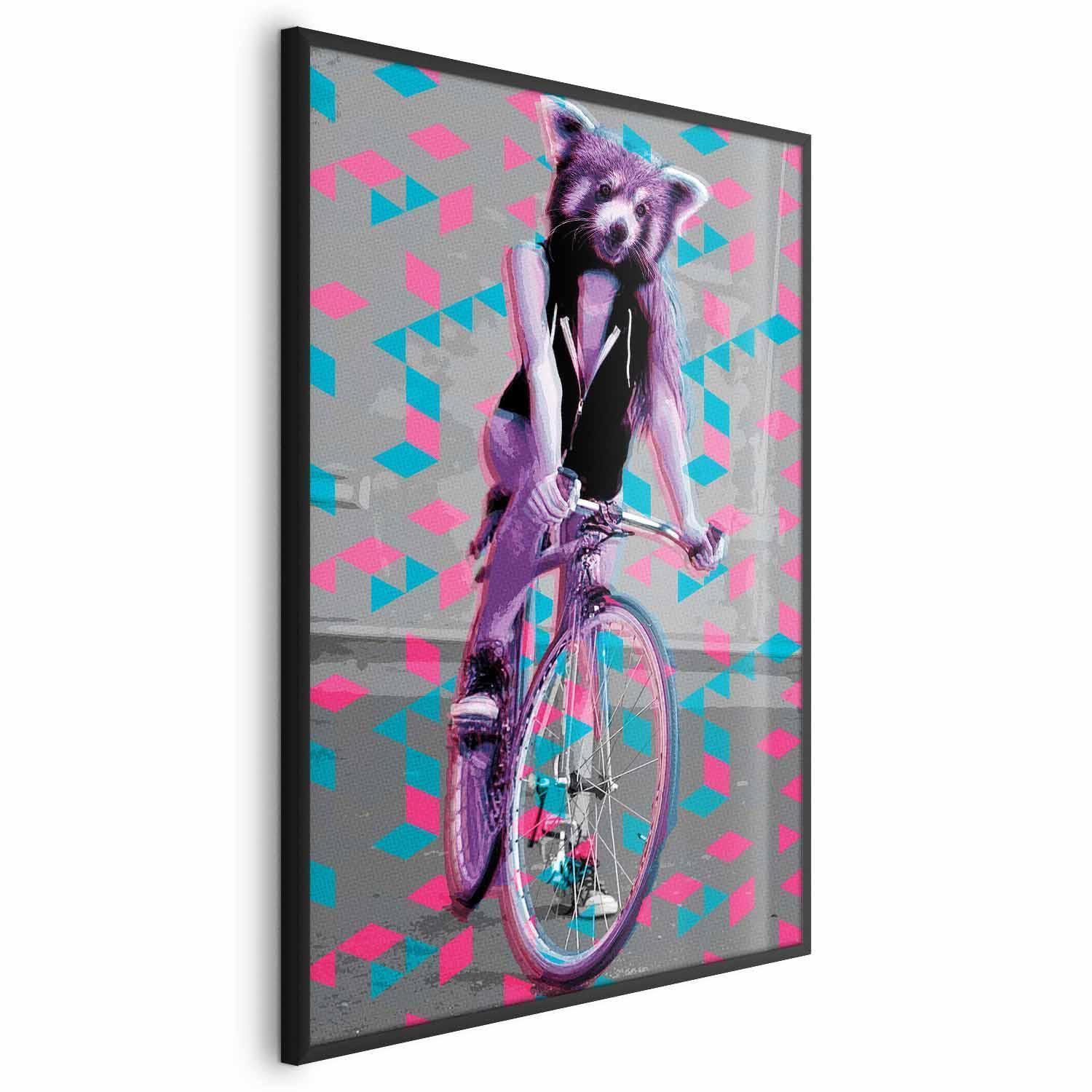 Poster - Raccoon on a Bicycle