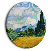 Tableau rond - Vincent Van Gogh - A Landscape With a Yellow Field of Chrysanthemum and a Cypress Tree