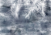 Papier peint - Abstraction with nature - exotic leaves on a blue background with pattern