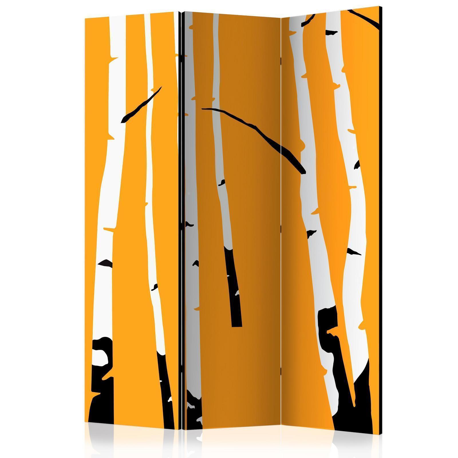 Paravent - Birches on the orange background