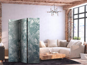 Paravent - Ornaments in Rubbed Faded Turquoise - Delicate Floral Pattern