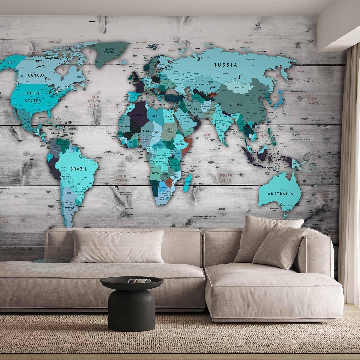 Papier peint - World Map: Blue Continents