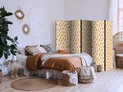 Paravent - Drawn Pattern in Spots and Dots - in Shades of Orange and Ecru